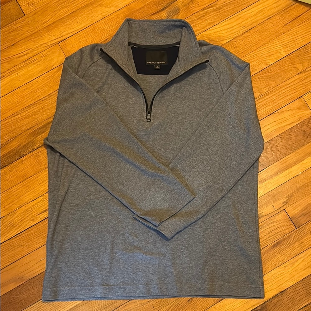 Banana Republic Gray Quarter-Zip Pullover